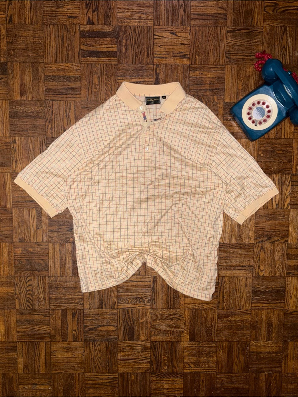 Vintage 90’s Bobby Jones Peach Plaid Short-Sleeve Polo